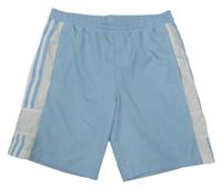 Světlemodro-bílé šusťákové sportovní kraťasy Adidas