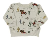 biela oversize mikina s kovboji a kaktusmi a vreckom PRIMARK