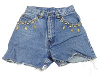 Modré high waist riflové kraťasy s cvočky