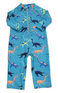 Modrozelený UV overal s dinosaury M&S