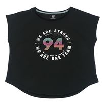 Čierne športové tričko s číslom a nápisom zn. H&M