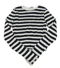 Čierno-biele pruhované rebrované crop tričko H&M