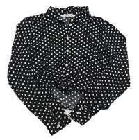 Černá puntíkatá crop halenka H&M