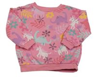 Ružová mikina s dinosaurami a jednorožcami F&F