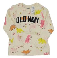 Nové - Krémové kvetované tričko s dinosaurami zn. Old Navy