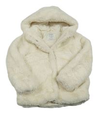 Smetanová kožešinová zateplená bunda s kapucí Primark