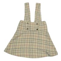 Béžovo-tmavomodro-červená kockovaná sukňa s trakami River Island