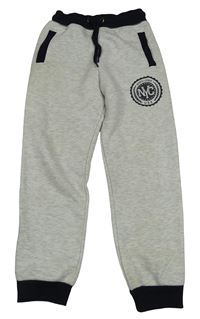 Svetlosivé melírované tepláky s potlačou Rebel