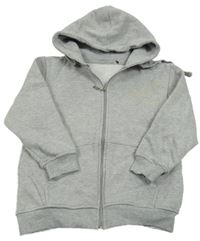 Sivá melírovaná prepínaci mikina s nápisom a kapucňou