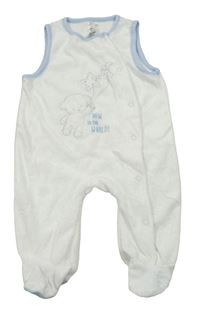 Bílé sametové dupačky s medvěďom a hviezdami C&A