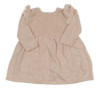 Světlerůžové melírované svetrové šaty s perforovaným vzorem a volánky Matalan