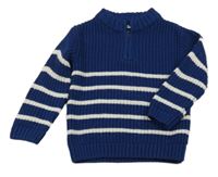 Tmavomodro-biely sveter s pruhmi M&S