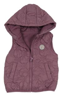 Vínová prešívaná šušťáková zateplená vesta s nášivkou a kapucňou Dunnes