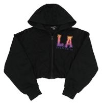 Černá propínací crop mikina s nápisem a kapucí Primark