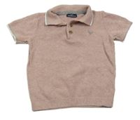 Staroružové pletené polo tričko s výšivkou Next