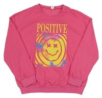 Tmavoružová mikina so smajlíkom Shein