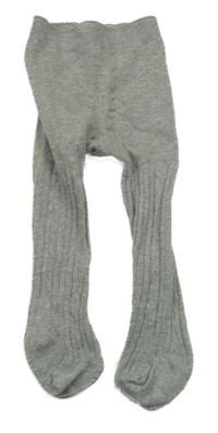 Šedé melírované žebrované punčocháče