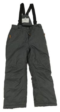 Tmavošedé melírované šusťákové oteplovačky s kšandami Topolino