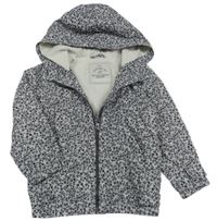 Světlešedá květovaná šusťáková jarní bunda s kapucí George