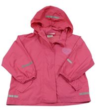 Fuchsiová šušťáková nepromokavá bunda so srdcem a kapucňou Impidimpi