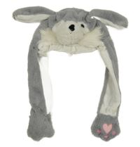 Šedo-bílá chlupatá čepice - husky