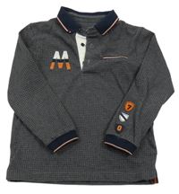 Tmavošedo-čierne kockované polo tričko s písmenem Mayoral