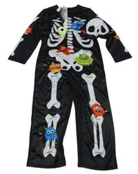 Nové - Kockovaným - 2set - Čierny overal s kostmi a příšerkami + čapica George