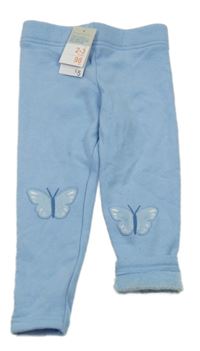 Nové - Světlemodré zateplené legíny s motýly Primark
