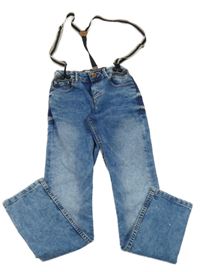 Modré skinny rifle s kšandami Zara