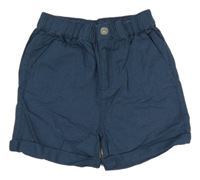 Tmavomodré lněné kraťasy George