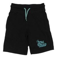 Černé teplákové kraťasy s nápisem Dopodopo