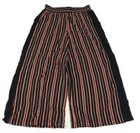 Čierno-korálovo-biele pruhované ľahké palazzo nohavice Page One Young