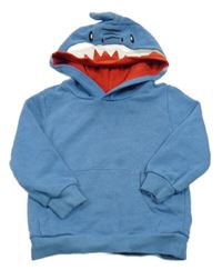 Modrá mikina s kapucí - žralok Lily & Dan