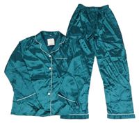 Nové - Tmavozelené saténové pyžamo