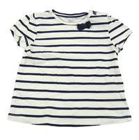 Bielo-tmavomodré pruhované tričko s mašlou C&A