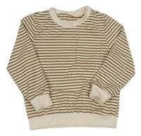 Béžovo-hnedá pruhovaná mikina s vreckom