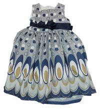 Šedé puntíkaté šaty s mašlí