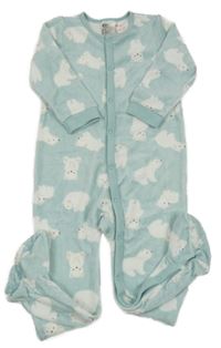 Světlemodrý sametový overal s medvědy H&M