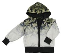 Army-biela ombré prepínaci mikina s kapucňou