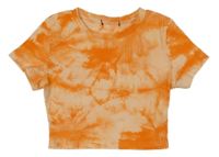 Oranžové batikované rebrované crop tričko