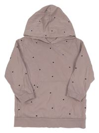 Staroružová mikina so srdiečkami a kapucňou H&M