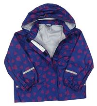 Tmaovmodro-ružová nepromokavá šušťáková bunda s kapucňou Pocopiano