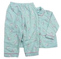 Svetlomodré flanelové pyžama s jednorožcami zn. Primark