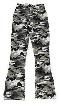 Šedo-černo-bílé army flare legíny New Look
