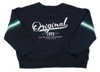 Čierna mikina s nápisom a pruhy na rukávech