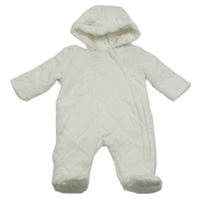 Bílá tepláková prošívaná zateplená kombinéza s kapucí George