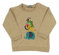 Béžová ľahká mikina so zvieratkami