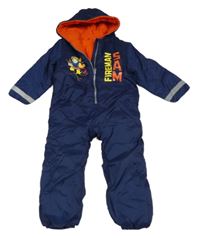 Tmavomodrá šušťáková zimná kombinéza so Samam a kapucňou