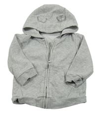 Sivá melírovaná prepínaci mikina s autom a kapucňou George