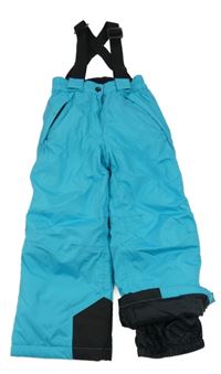 Tyrkysové šusťákové funkční oteplovačky s kšandami Crane